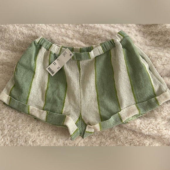 Urban Outfitters Pants - Urban Outfitters Out from Under Boardwalk Green White Striped Shorts Size M NWT